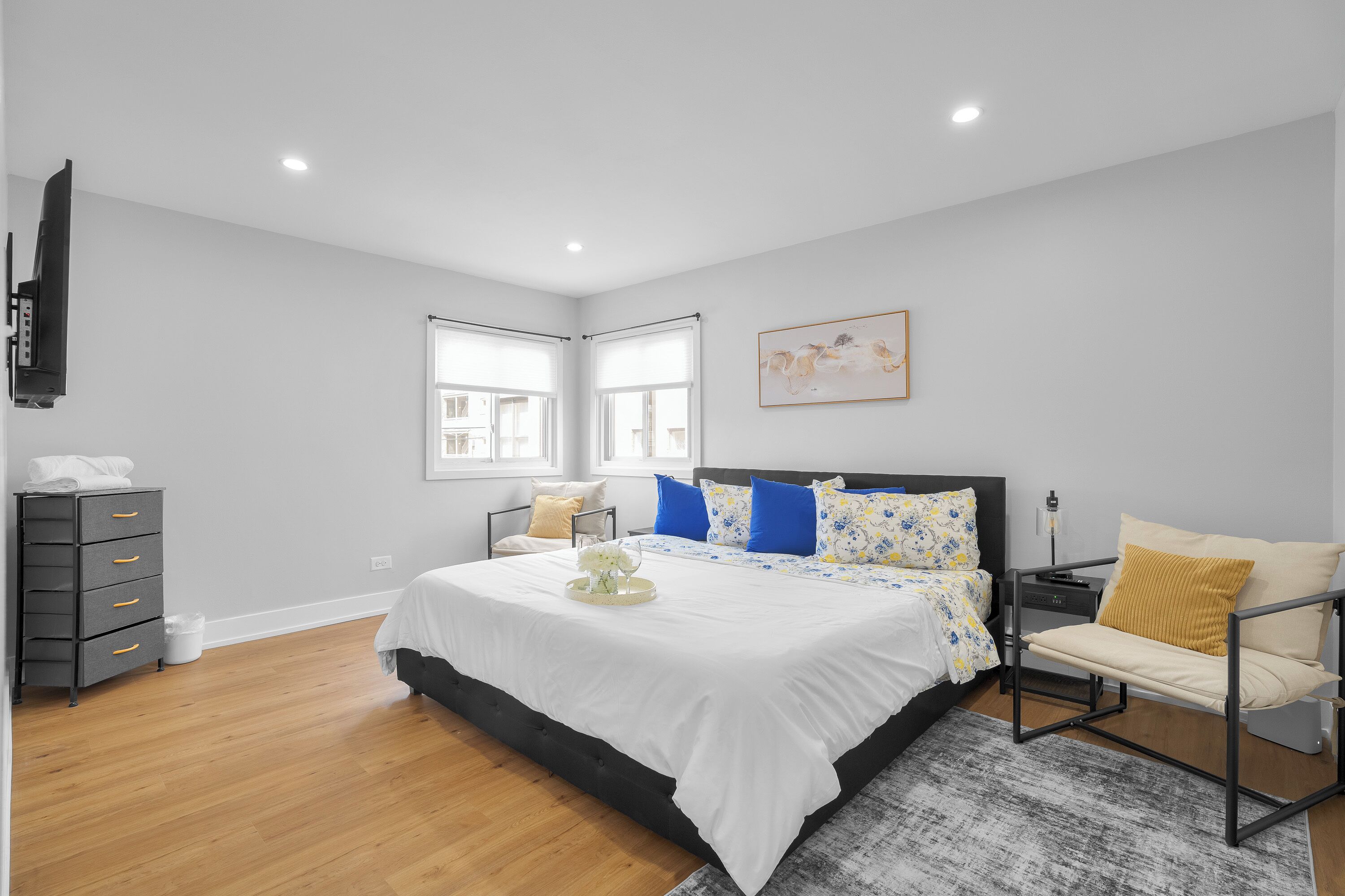 1 bedroom, desk, iron/ironing board, travel crib