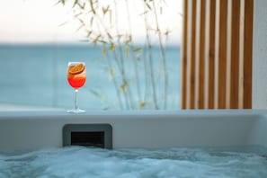 Deluxe Double or Twin Room, Sea View | Terrace/patio - Enplomare (Agios Isidoros, Plomari)