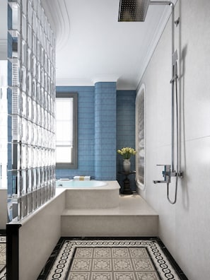 Suite Confort | Baño | Bañera y ducha independientes y cabezal de ducha con hidromasaje