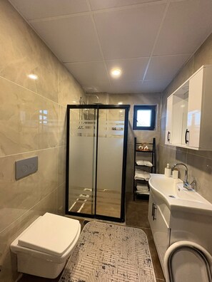Regadera, tina de hidromasaje, secadora de cabello, bidet