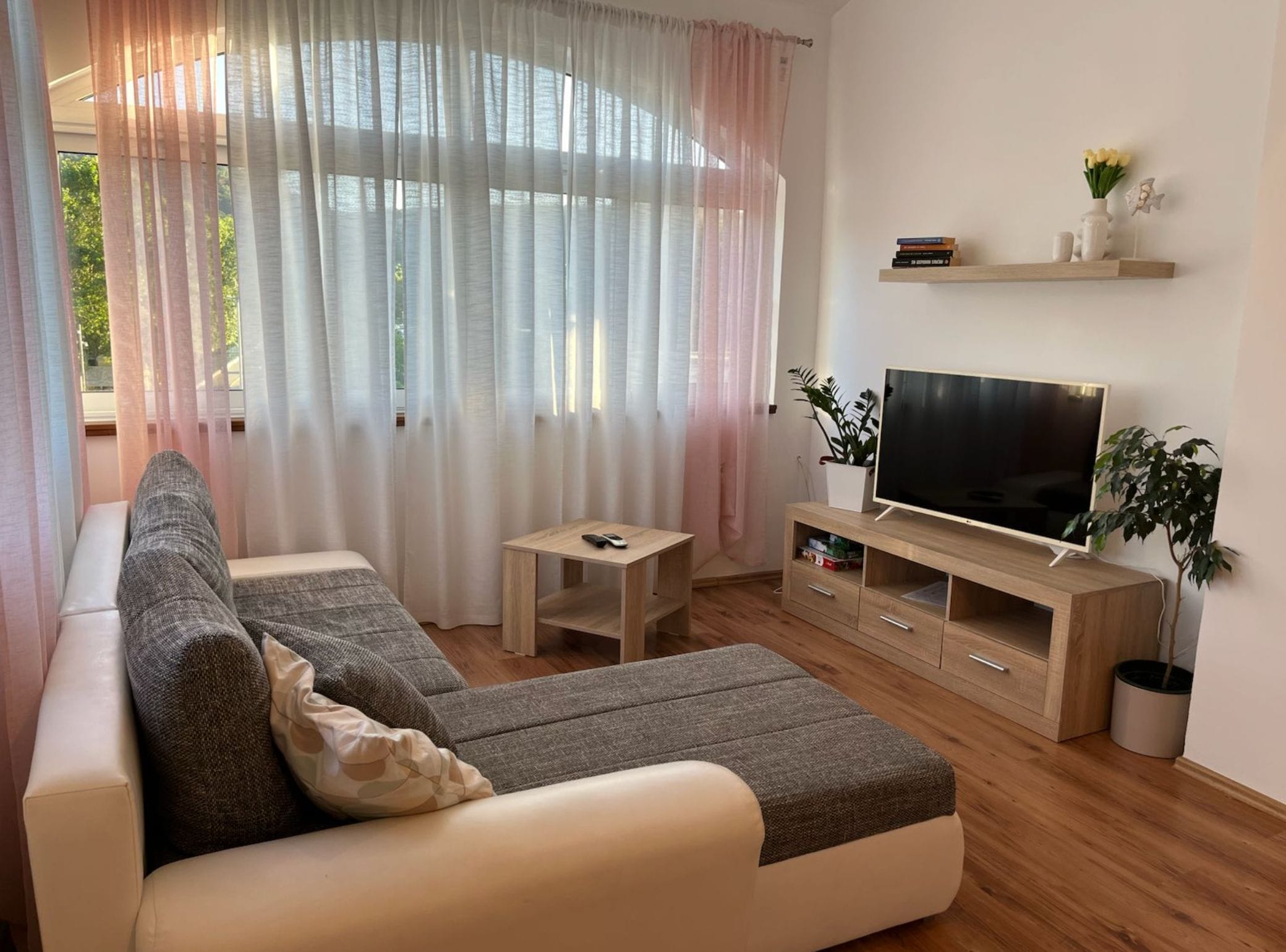 Apartment (Two Bedroom Apartment with Balcony) | Living room | 32-inch flat-screen TV with satellite channels