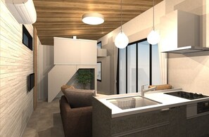 Villa superior, para no fumadores | Cocina privada | Cafetera y tetera, refrigerador, microondas y tetera eléctrica
