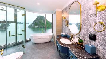 Articles de toilette gratuits, sèche-cheveux, peignoirs, bidet