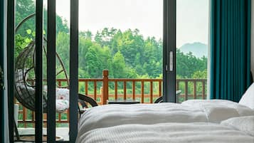 Standard Twin Room, 2 Double Beds, Terrace, Hill View | View from room