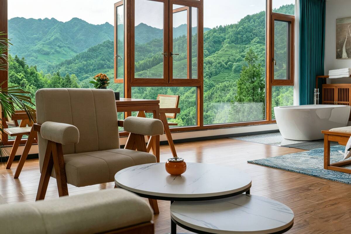 Phòng đôi Cao cấp, 1 giường cỡ king, bồn tắm nước nóng, quang cảnh đồi núi | Chăn bông, màn/rèm cản sáng, bàn ủi/dụng cụ ủi quần áo 