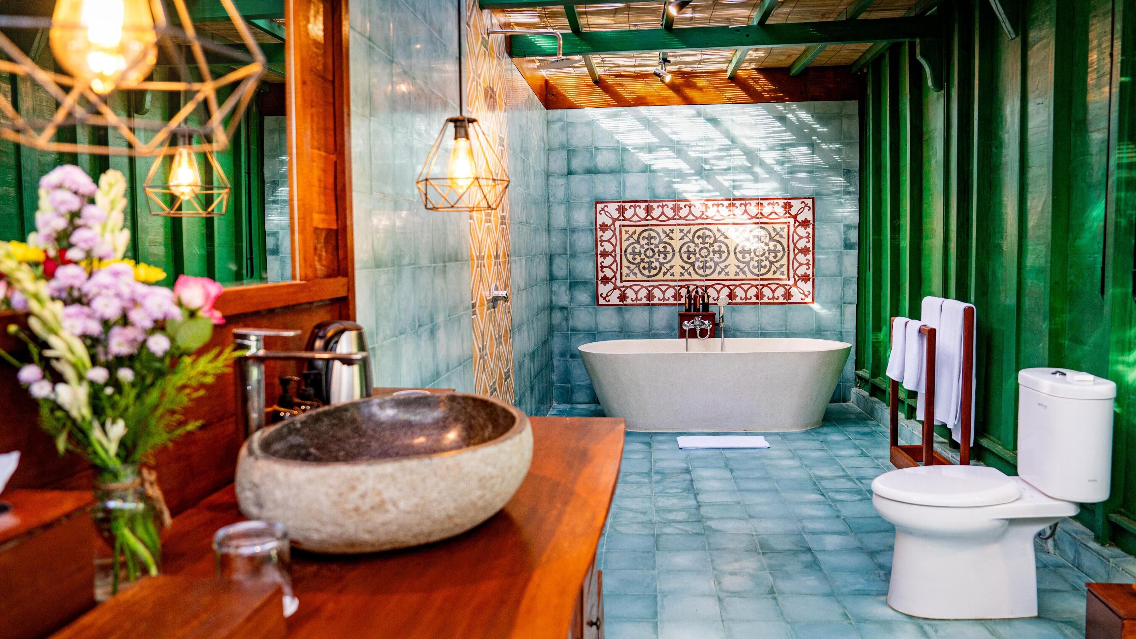 Standard Double or Twin Room, Pool View | Bathroom | Separate tub and shower, hair dryer, slippers, towels