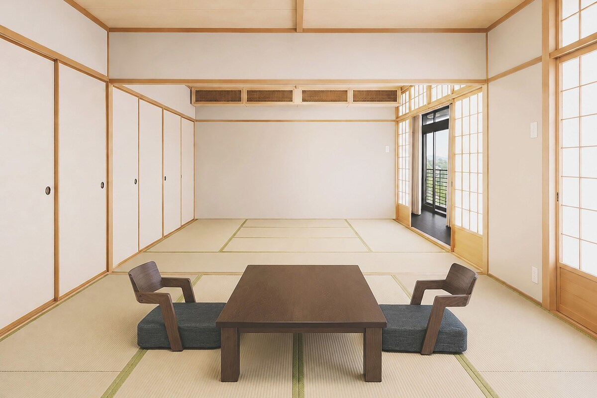 Habitació d'estil japonès, vistes al jardí