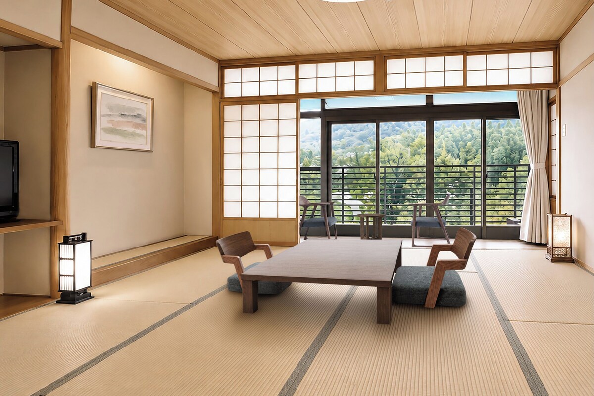 Chambre quadruple de style japonais, vue jardin