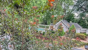 A residential area with a house, a swimming pool, and dense greenery. - Nyakio Suite - Chesapeake (Chesapeake)