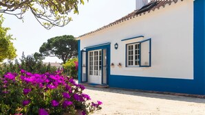 A building with a blue and white exterior, a door, and a window. - Country Escape, Pool, BBQ, Pizza Oven & Games Barn (Pontével)