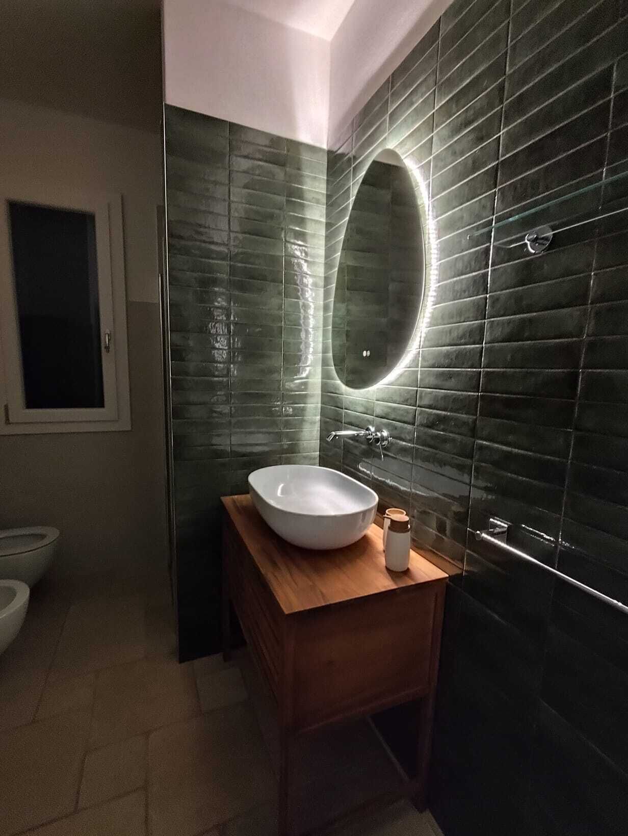 Hair dryer, bidet, towels, soap