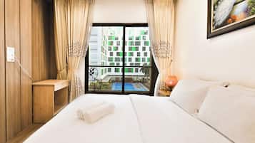 Căn hộ Superior, 1 phòng ngủ, ban công, quang cảnh thành phố | Màn/rèm cản sáng, phòng cách âm, bàn ủi/dụng cụ ủi quần áo