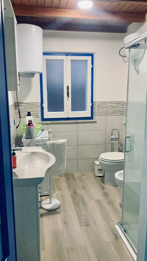 Dusche, Haartrockner, Bidet, Handtücher
