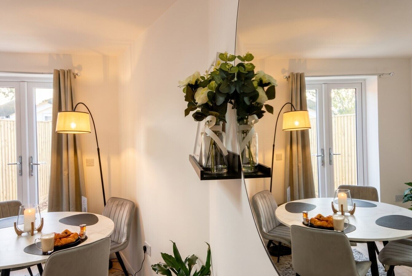 Candlelit breakfasts by the garden doors set the mood
