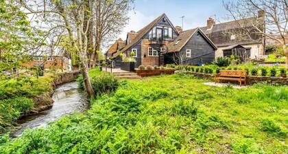 Modern & Historic Mill Flat with Stream Views