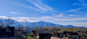 A mountainous landscape with houses in the foreground. - Pokoje Gościnne Janina  (Zakopane)