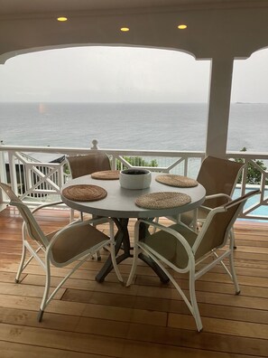 Outdoor dining - Romantic St John Cottage with Cinematic Views, 2 Beaches, and Close to Town (Cruz Bay)
