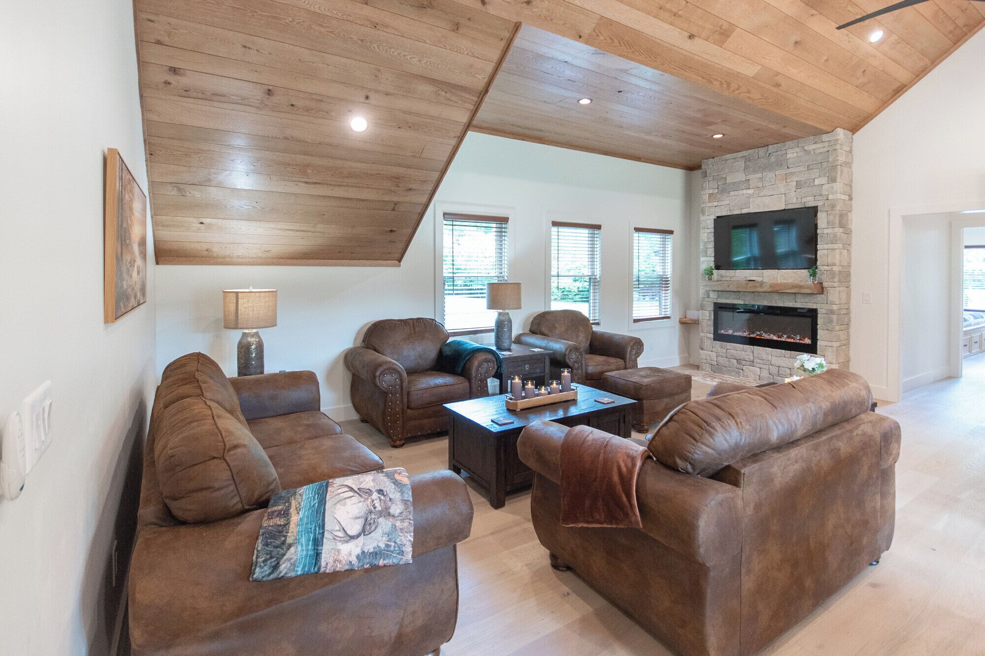 TV, fireplace