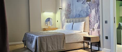 Apartment, 1 Bedroom, City View | Premium bedding, pillowtop beds, in-room safe, blackout drapes