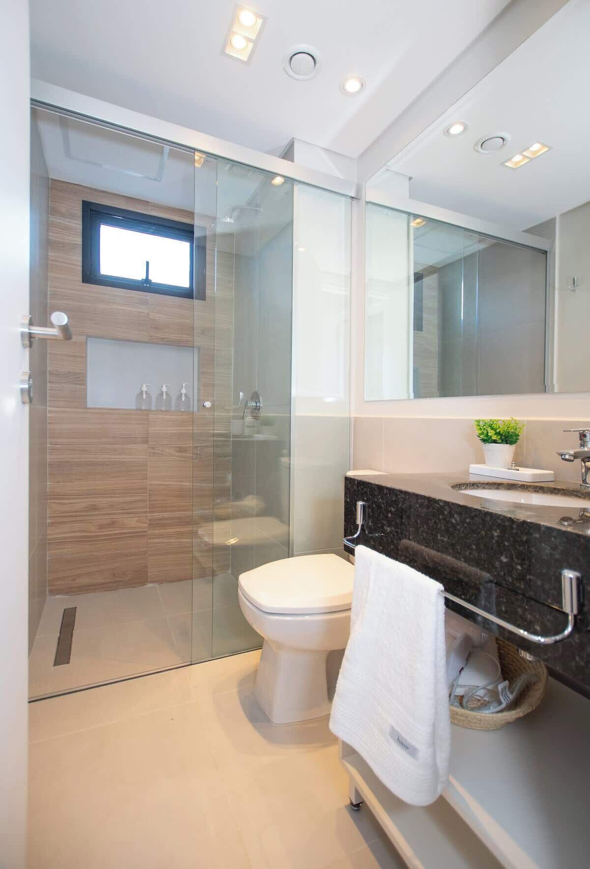 Shower, hair dryer, shampoo