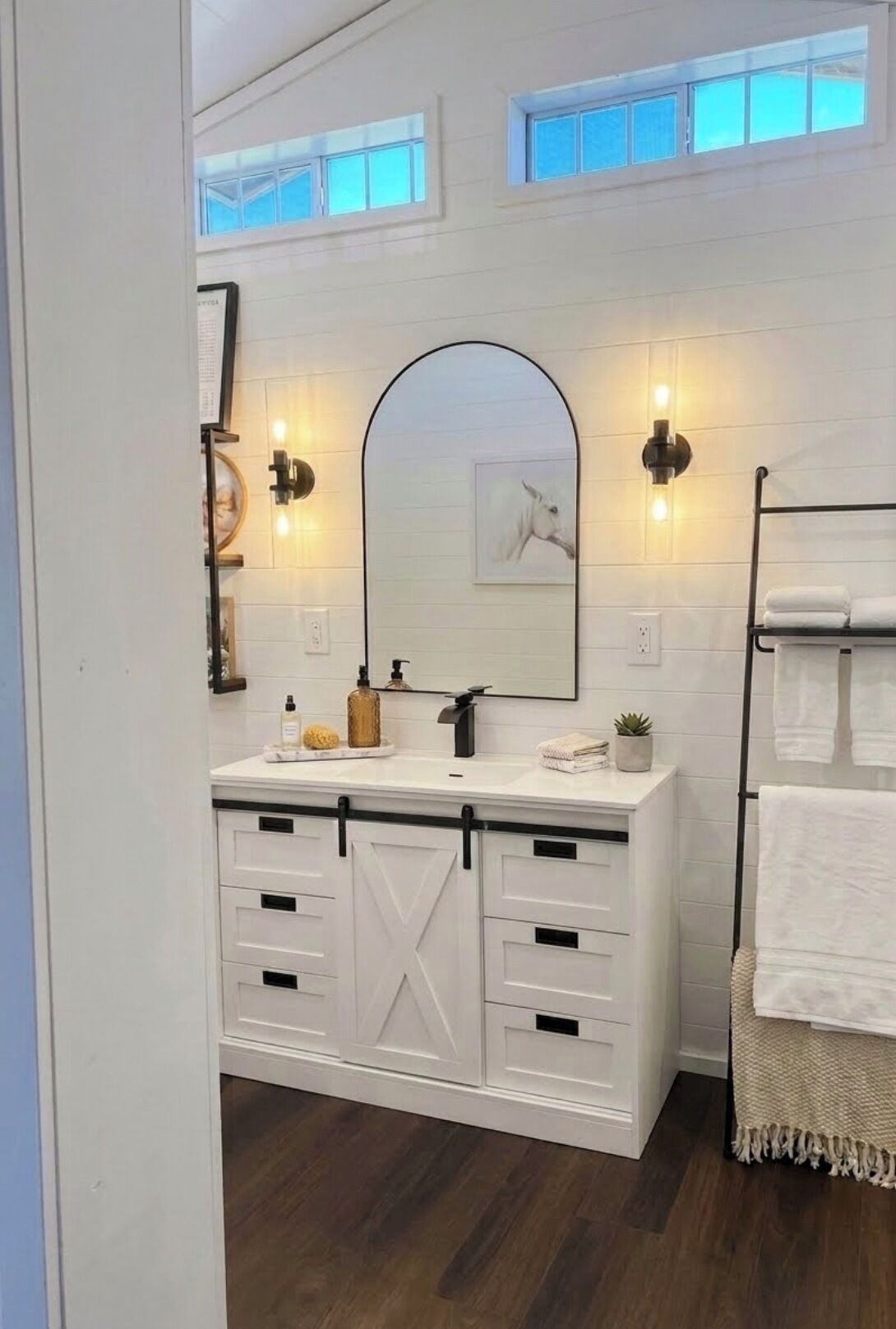 Shower, towels, soap, shampoo