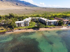 A coastal hotel with multiple buildings, a beach, and clear waters. - Oceanfront 2 Bedroom Oasis on Sugar Beach (Wailuku)