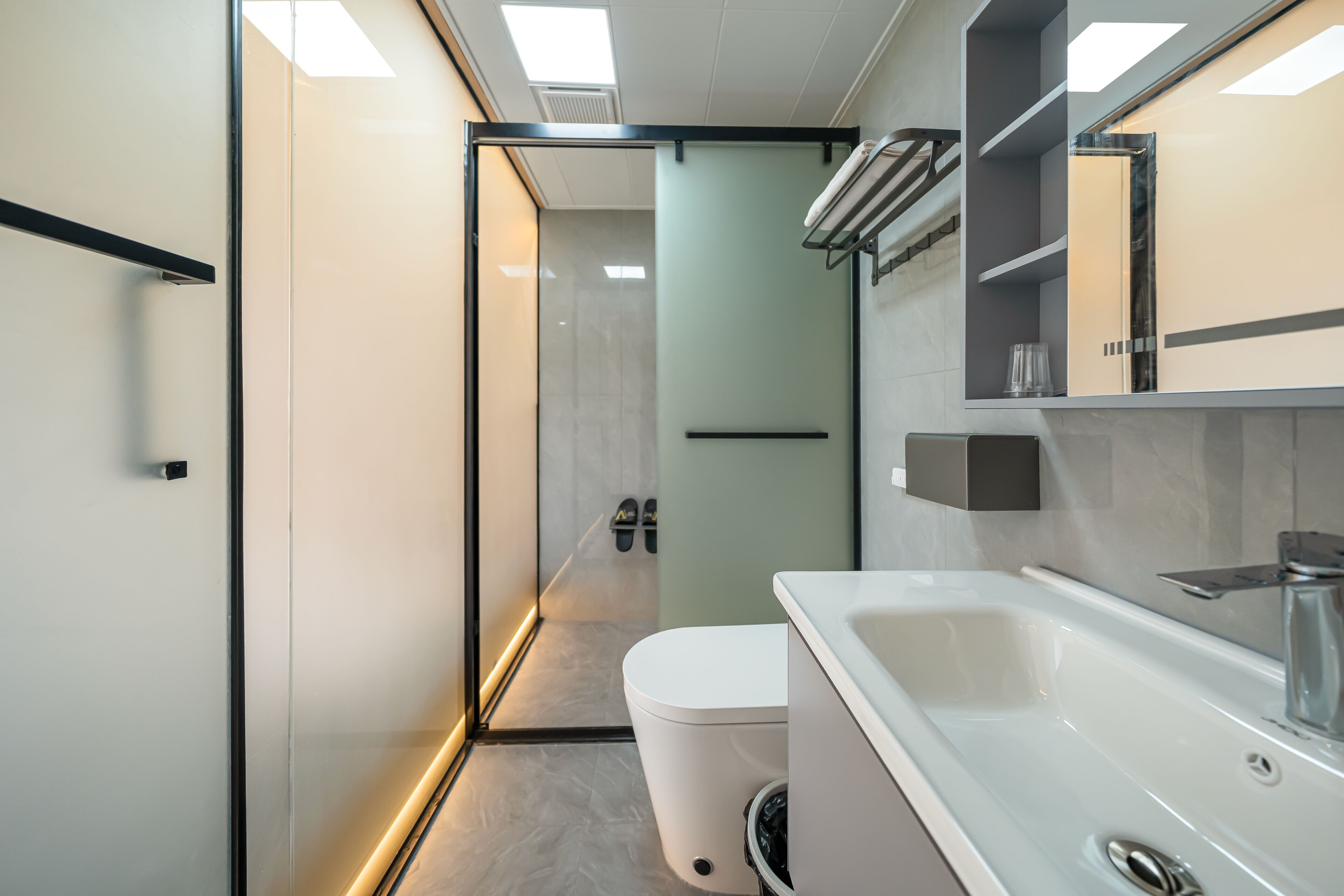 Superior Triple Room, 2 Queen Beds, Patio, Valley View | Bathroom | Shower, hydromassage showerhead, hair dryer, slippers