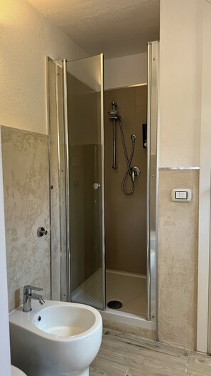 Dusche, Haartrockner, Bidet, Handtücher