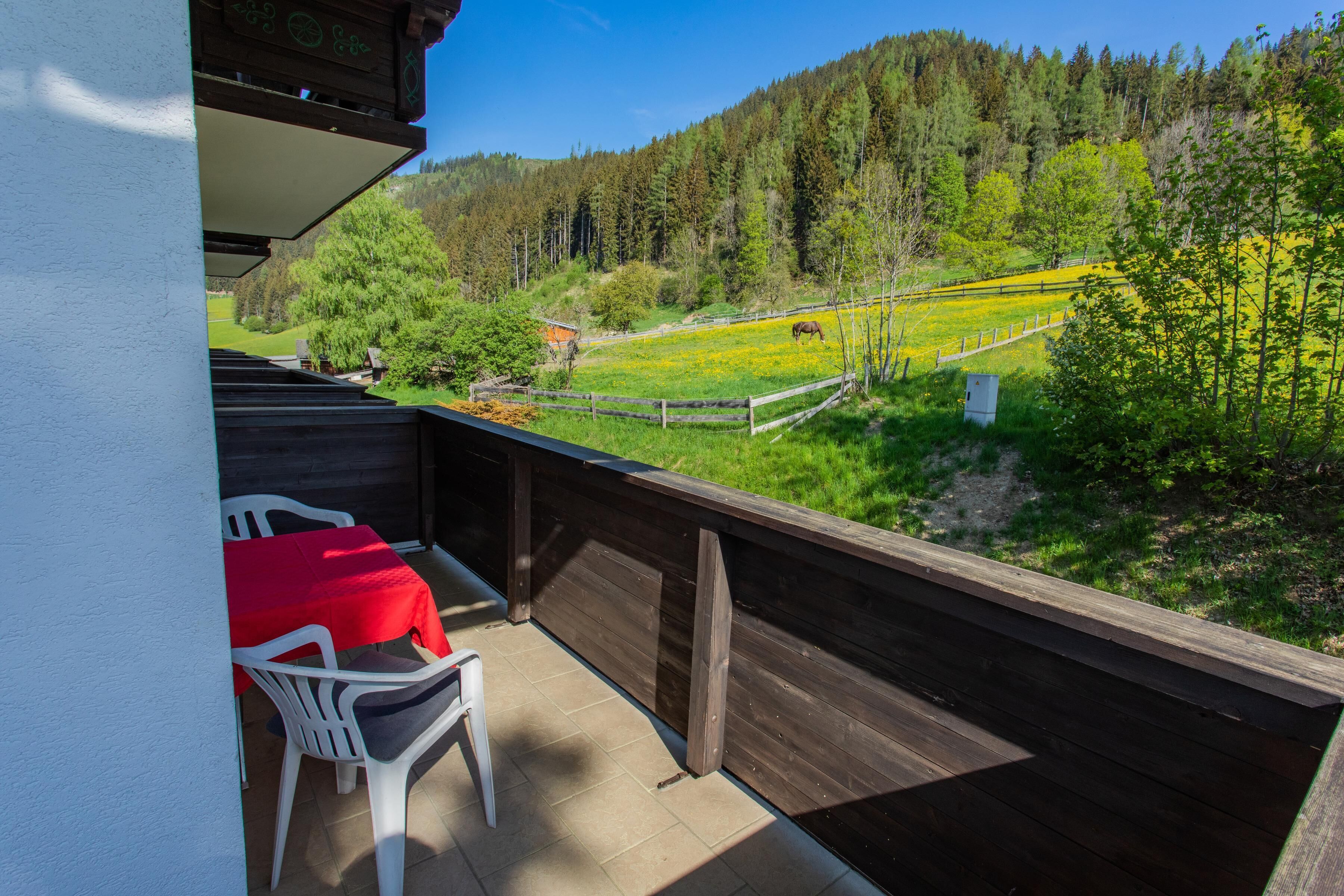 Balcony with a view of the mountains