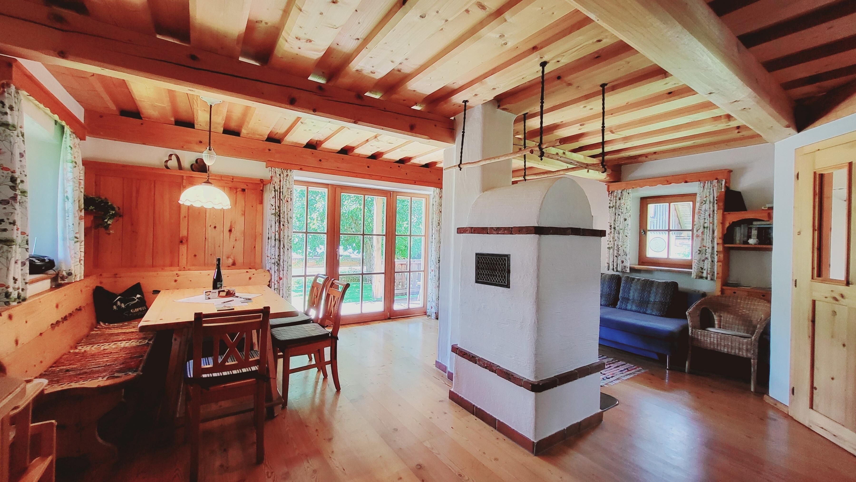 Living area with a fireplace