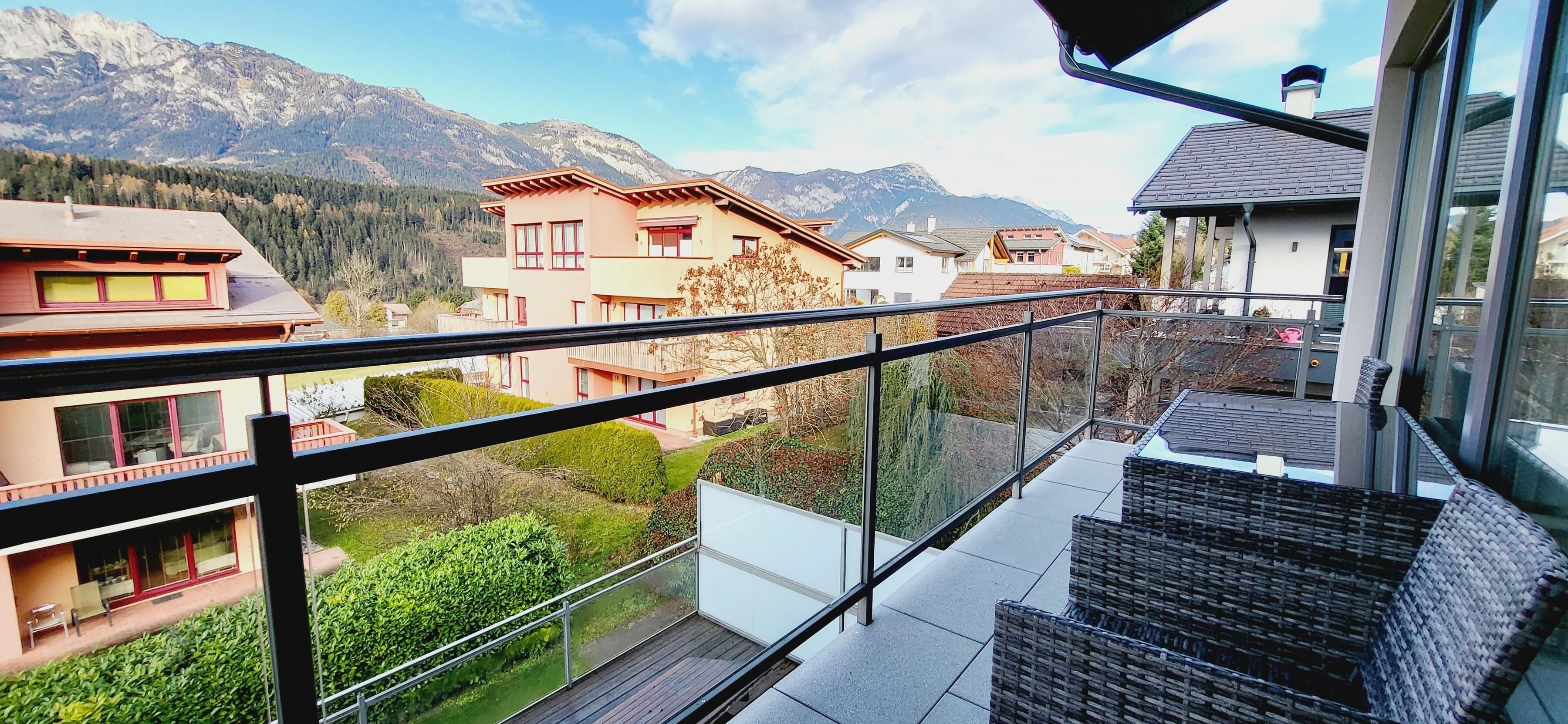 Balcony with a view of the mountains