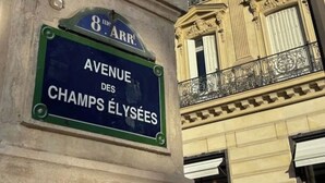 Placa de rua da avenida Champs-Élysées, uma avenida histórica em Paris.
