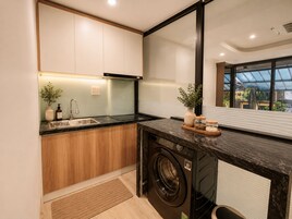 公寓, 1 間臥室, 廚房 | 私人廚房 | 雪櫃、爐具、廚房用具/餐具/器皿