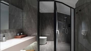 Elite Double Room | Bathroom | Free toiletries, hair dryer, slippers, towels