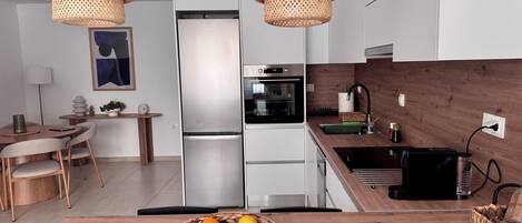 Fridge, microwave, oven, dishwasher