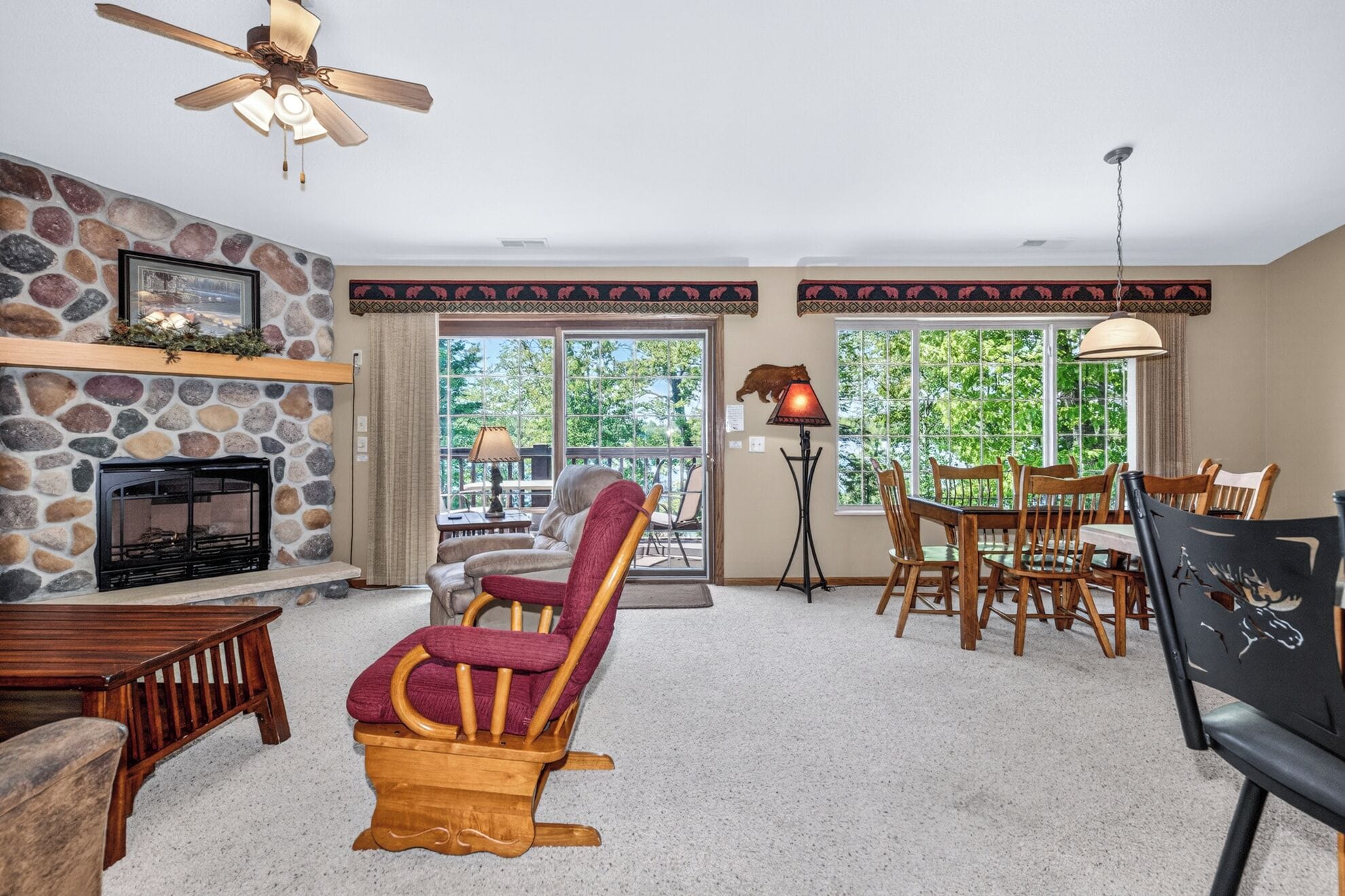 TV, fireplace, DVD player, video library