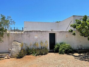 A building with a simple facade, a door, and a small window. - Cortijo with eclectic décor near Almería (Albaricoques)