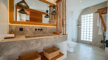 Deluxe Villa, 2 Bedrooms, Patio | Bathroom | Shower, hair dryer, towels, soap