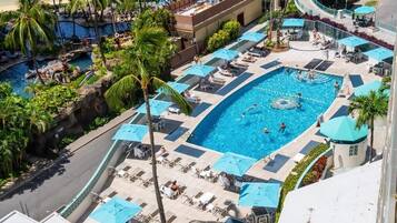 2 outdoor pools, pool umbrellas, sun loungers