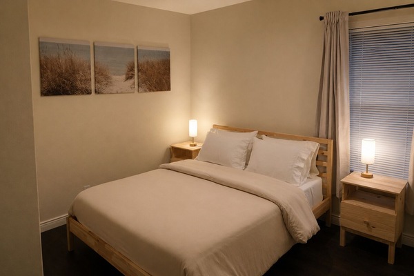 2 habitaciones, tabla de planchar con plancha, wifi y ropa de cama
