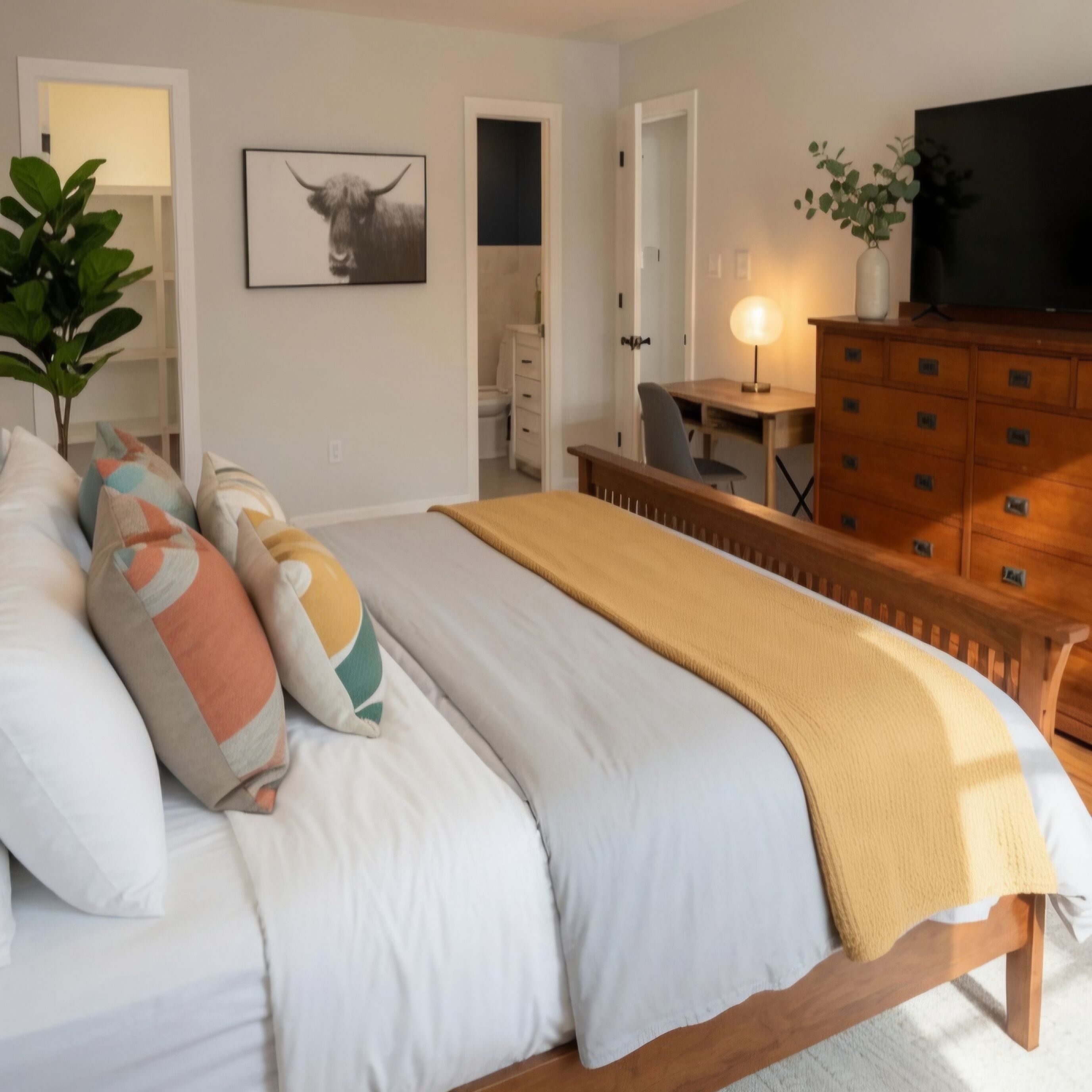 5 bedrooms, desk, iron/ironing board, travel cot