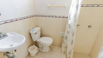 Shower, towels, soap, shampoo