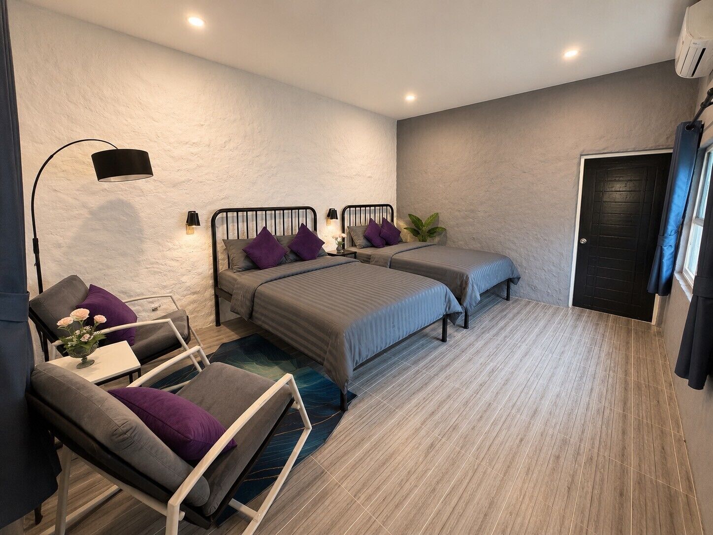 Family Quadruple Room, Housekeeping, Garden View | Premium bedding, pillowtop beds, desk, laptop workspace