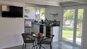 Fridge, microwave, coffee/tea maker, toaster