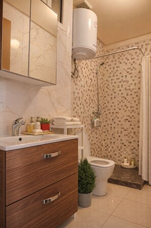 Serviettes fournies, savon, papier toilette