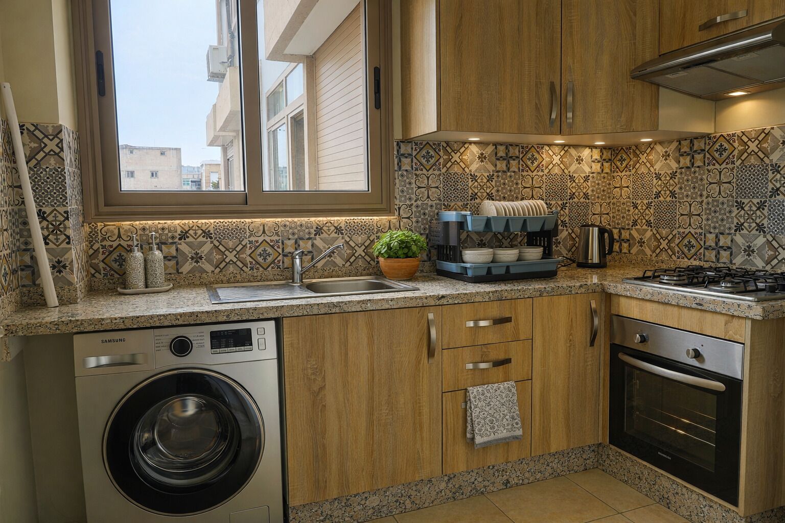 Fridge, oven, stovetop, blender