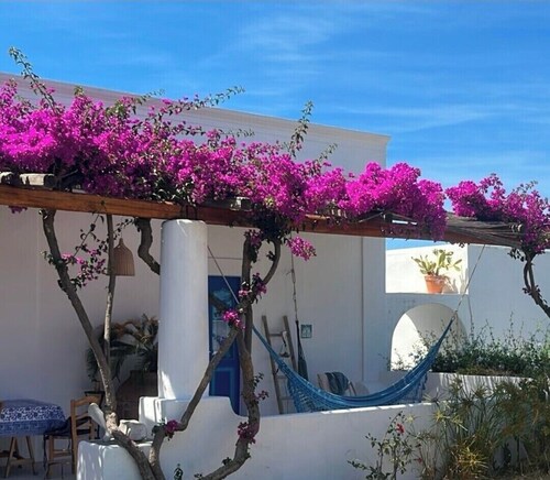 Ancient Aeolian house with large garden overlooking the sea and volcano