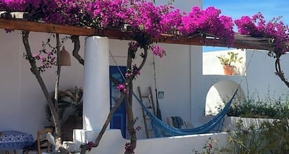 Ancient Aeolian house with large garden overlooking the sea and volcano