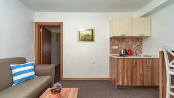 Appartement Confort, balcon, vue partielle sur le lac | Coin séjour