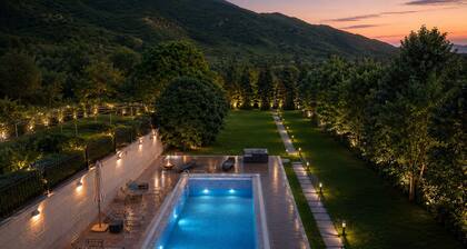 Royal Riverside Villa near Kazbegi with Pool & Mountain Views